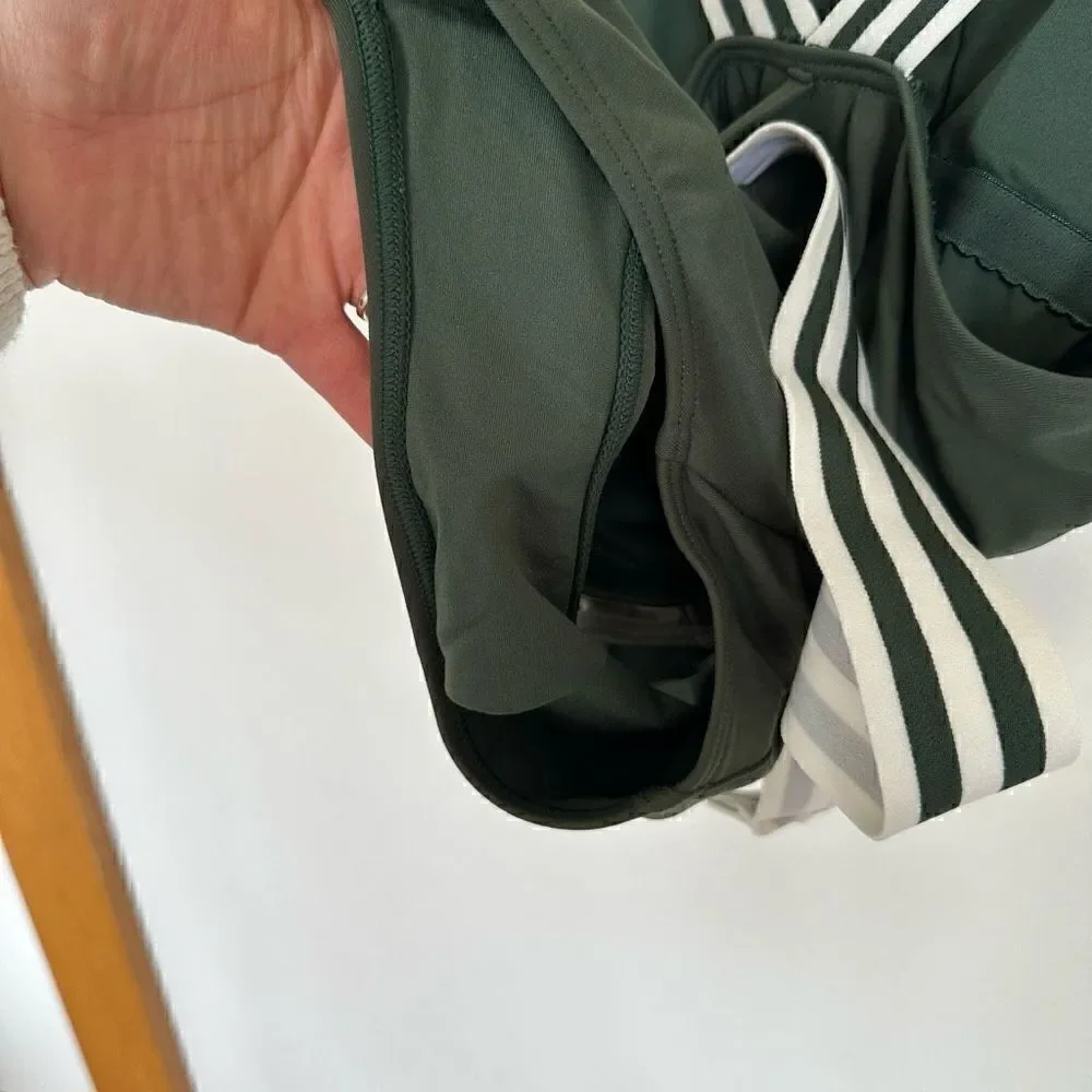 Seafolly Women's Green and White Tank Maillot Belted One Piece Swimsuit